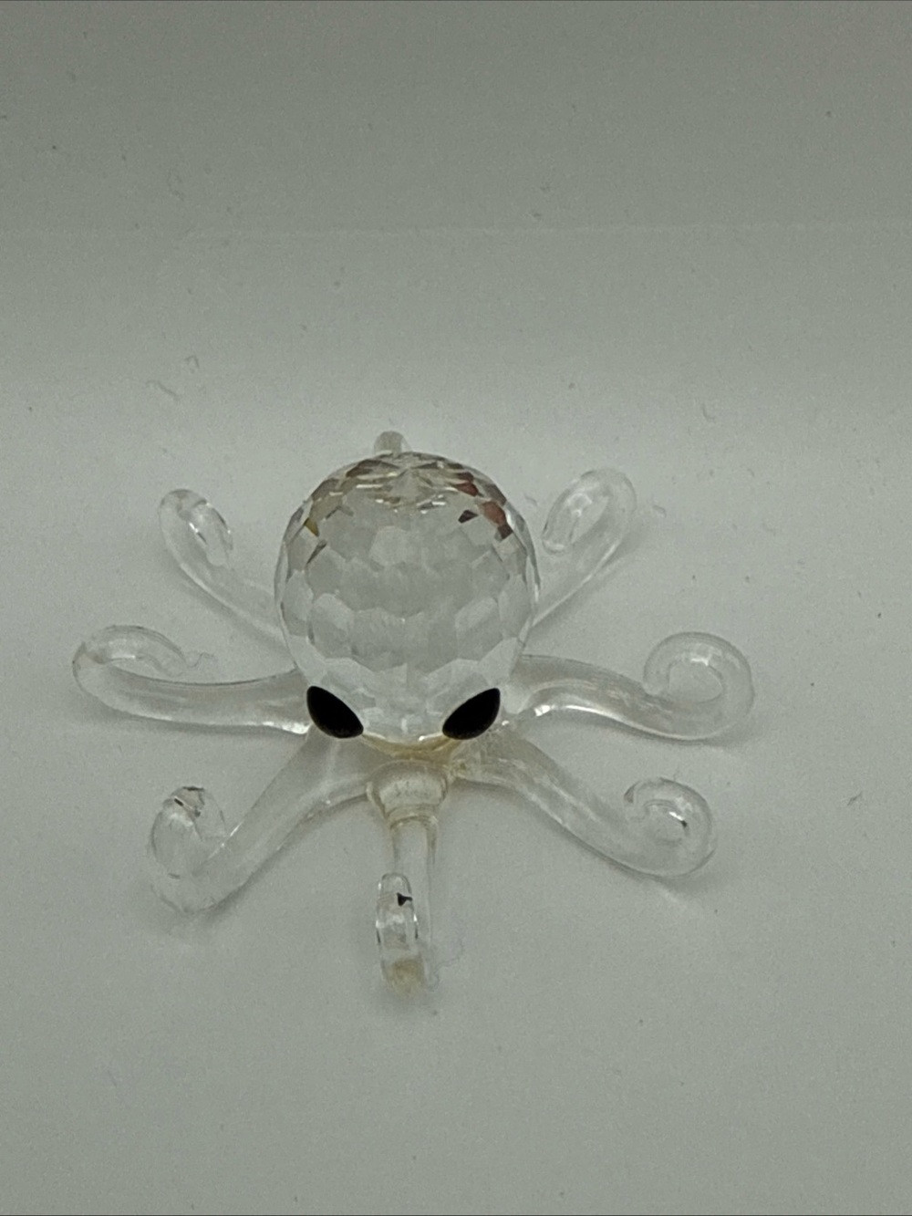 iris Clear Glass Octopus Figurine with Black Eyes